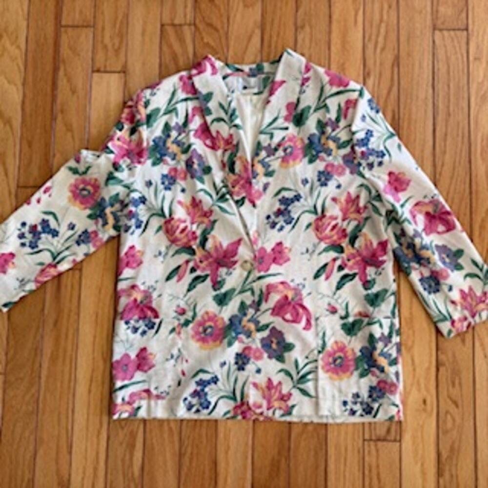 Vintage EHL Cottagecore Linen blend Women's Grandma Core sz18 blazer
